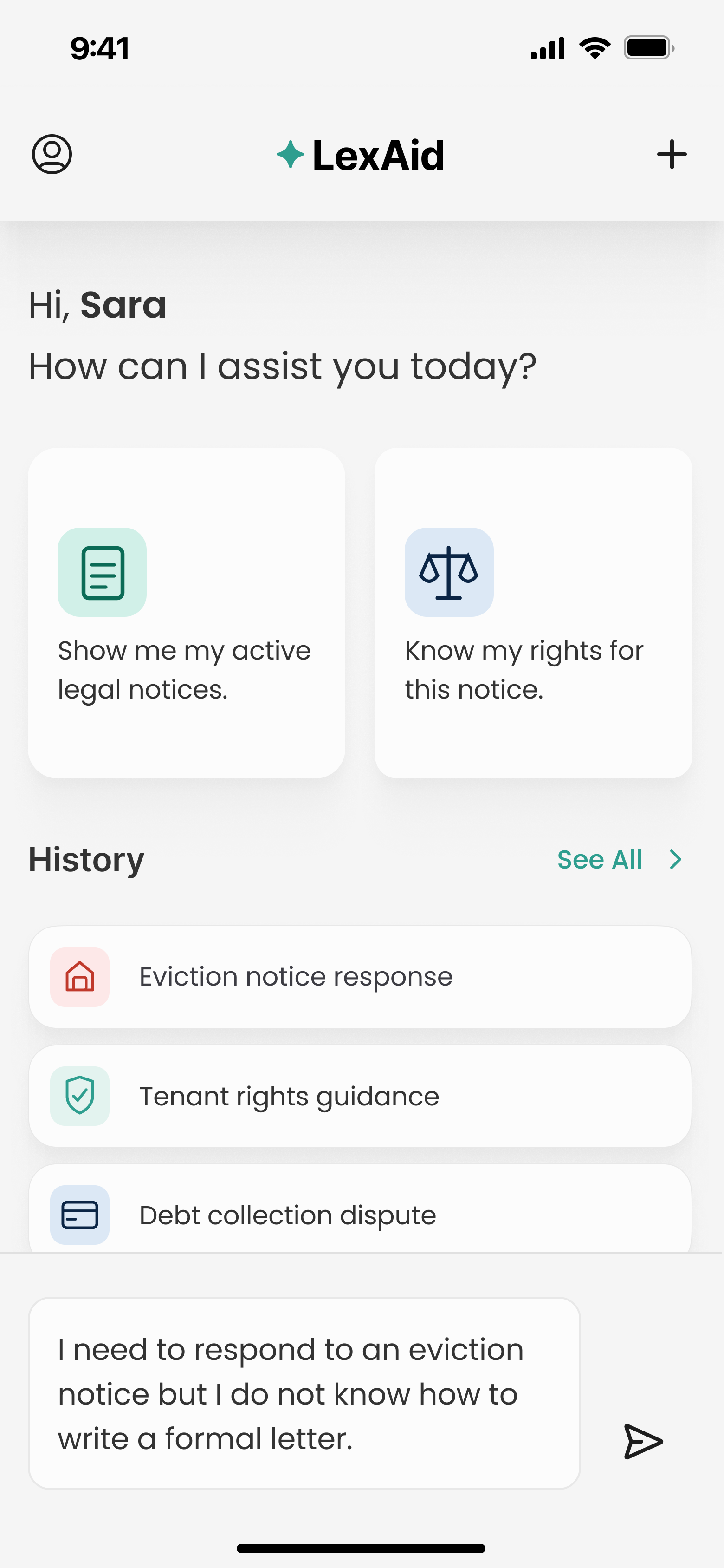 User asking LexAid for help writing a formal letter